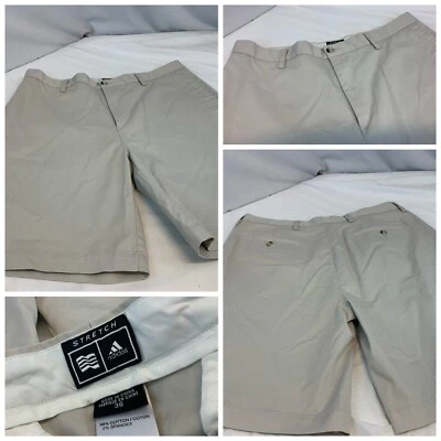 Pantalones Cortos de Golf Adidas Elastizados Talla 36 Beige Algodón Spandex Planos 9” YGI I1-258 Foto 1 de 4