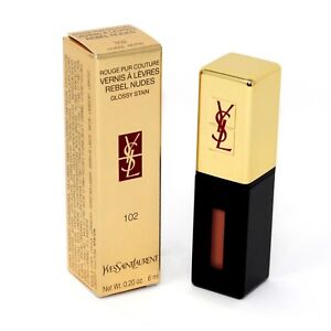 YSL ROUGE PUR COUTURE VERNIS A LEVRES REBEL NUDES GLOSSY STAIN 6ML #102 NIB