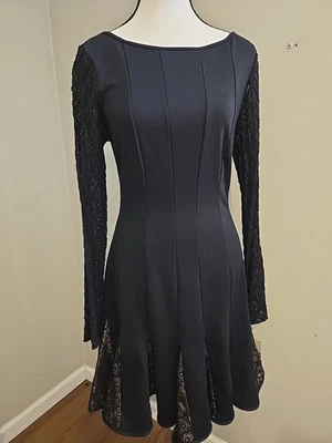Catherine Malandrino Women's Black Lace Long Sleeve Shift Dress Size 8 NEW - Image 1 of 4