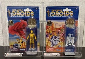 1985 Error Star Wars Droids R2-D2 Popup Lightsaber C-3P0 CAS MIS-GRADED 90/80 - Picture 1 of 16