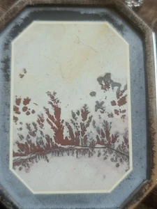 Whitney Kelley Abstract Art Floral Landscape On Agate Framed In Sterling Silver - Picture 1 of 8