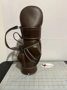 Vintage Brown Mini Golf Bag Wine And Champagne Caddy With Cover - Picture 1 of 13