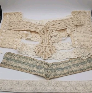 Antique Victorian Handmade Crocheted Lace Accents Pieces Set of 7 Pieces - Picture 1 of 5