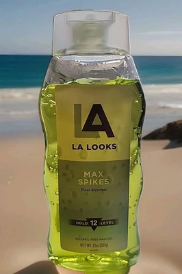 Gel capilar sin alcohol LA Looks Max Spikes Hold Level 12 20 oz verde difícil de encontrar Foto 1 de 3