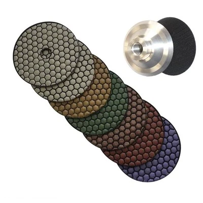 ROXX TOOLS 5" Diamond Dry Polishing Pad 8+aluminum backing granite stone marble tile polish
