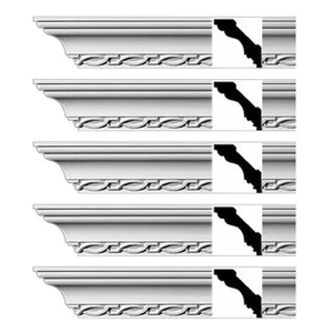 Renovator's Supply Ornate Cornice White Urethane Pembroke Design 5 Pieces Total - Picture 1 of 1