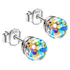 1pair Crystal Ball Stud Earrings Ladies Diamond Stud Earrings 925 Silver