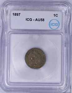 1897 Indian Cent 1c ICG AU58 - Picture 1 of 4