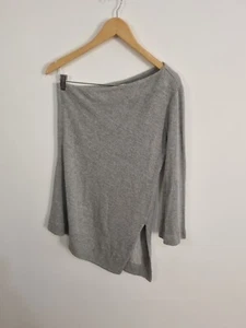 VERONIKA MAINE size M grey one shoulder long sleeve asymmetrical tunic blouse - Picture 1 of 7