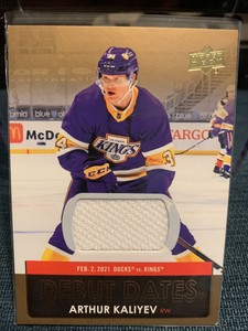 🏒2021-22 Upper Deck Series 1  Arthur Kaliyev DD-4 Debut Dates Jersey 🏒 kings