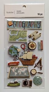 Geography Themed Scrapbooking Stickers by Recollections Map Compass Globe Atlas