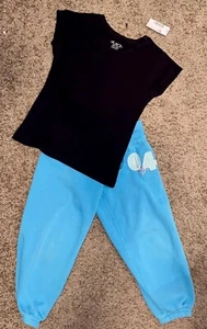 Girls 2 Piece Outfit Joggers/black Top Size 5/6 - Picture 1 of 5
