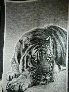 Biederlack TIGER Soft Blanket, Throw 77” X 54”  Reversible Black / White Warm - Picture 1 of 10