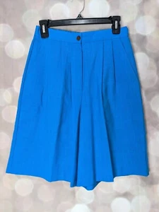 Lucia Women's Vintage High Waisted Pleated Front Bright Medium Blue Short Size 6 - Picture 1 of 11