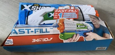 ZURU X SHOT FAST FILL IN 1 SECOND PUMP ACTION WATER GUN 10M 34FT BNIB KIDS FUN