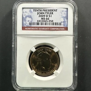 2009-D $1 John Tyler Presidential Dollar, NGC MS66 (85233) - Picture 1 of 2