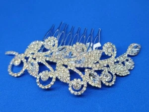 Bridal Wedding Party Prom Flower Crystal Silver Hair Clip Comb 4.5" CLASSY - Picture 1 of 3