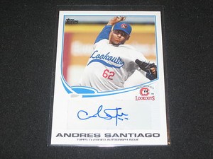 ANDRES SANTIAGO HAND SIGNED AUTOGRAPHED TOPPS CERTIFIED AUTHENTIC BASEBALL CARD