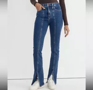 MADEWELL Roadtripper Skinny Flare Jeans Blue Wash Stretch Schlitz Saum 29 x 33 Tall - Bild 1 von 14
