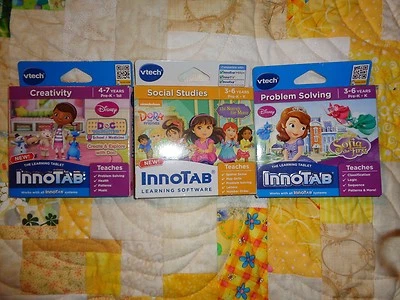 Lot 3 VTECH INNOTAB GAME CARTRIDGES DOC MCSTUFFINS * DORA * SOFIA LOT#10 - Image 1 of 2