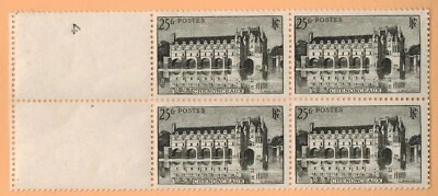 1944 - Bloc de 4 Timbres  France  Neuf**Château de Chenonceaux -25F - Yv.611 - Photo 1/3