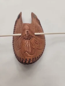 1970s Vintage Brown Leather  Pony Tail Bun Holder Chopstick - Picture 1 of 7