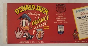 LABEL Can Donald Duck Disney Orange Juice Lake Wales Florida - Picture 1 of 2