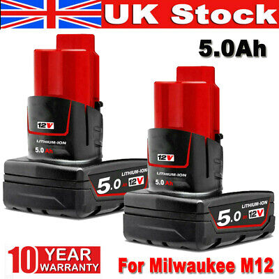 2x Genuine For Milwaukee M12 LI-ION XC5.0 High Capacity Battery 12V 48-11-2402 • 26.92£