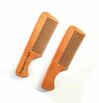 Customize Logo-Peach wood fine tooth combs for men beard women hair makeup tool - Image 1 of 4