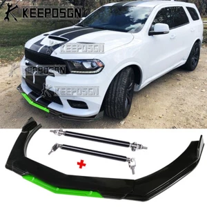 Green Front Bumper Lip Splitter Strut Rods For Dodge Durango SXT R/T SRT Hellcat - Picture 1 of 19