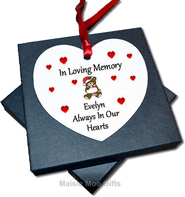 Personalised In Loving Memory Memorial Christmas Heart Tree Ornament Decoration • 8.39£
