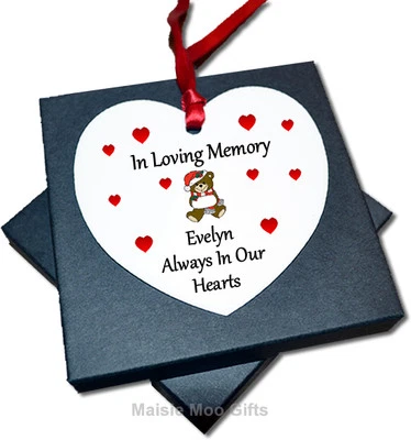 MAISIE MOO GIFTS LIMITED Personalised In Loving Memory Memorial Christmas Heart Tree Ornament Decoration