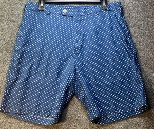Peter Millar Mens Shorts 34 Polka Dot Blue White Linen Blend Casual Golf - Picture 1 of 6