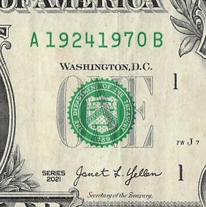1924 1970 Tombstone Date Fancy Serial Number Date Note One Dollar Bill - Picture 1 of 11