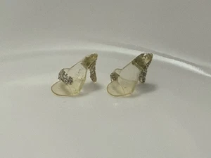 Vintage Barbie Doll CLEAR SILVER Glitter OT Heels Mules Pumps Shoes 1960s - Picture 1 of 4