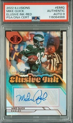 2022 Illusions Elusive Ink Red /99 Mike Quick Eagles HOF Auth Auto PSA 9 Pop 1! - Image 1 of 3