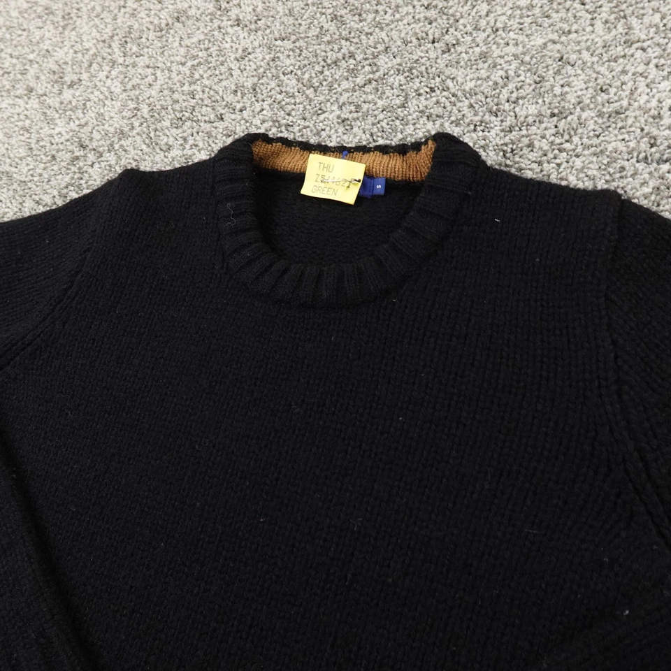 VTG J Crew Sweater Womens S Black Brown Wool Knit Pullover Crewneck Preppy Cozy - Image 1 of 4