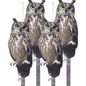 Fake Owl Decoy to Scare Birds 4Pack Pigeon Deterrent Bird Scarer Reflective Owl - Picture 1 of 9