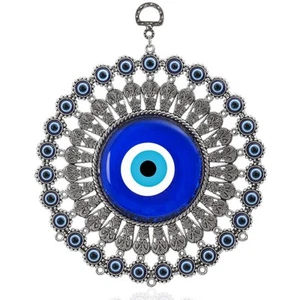 X-Large Evil Eye Wall Decor 6.7'' Metal - Glass Turkish Greek Nazar Amulet Go... - Picture 1 of 7