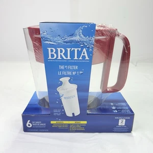 Brita Metro Water Pitcher Dispenser Standard 6 Cup W/FILTER Red New - Picture 1 of 8