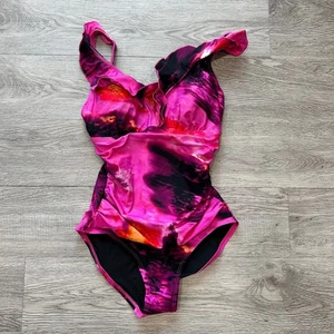 Costume da bagno DKNY taglia S rosa viola floreale pezzo unico ferretto controllo pancia - Foto 1 di 7