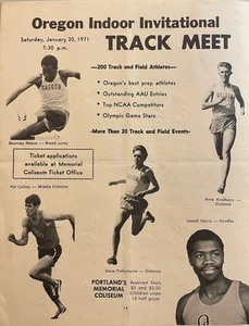 Oregon Indoor Invitational January 30, 1971 ad with Steve Prefontaine - Picture 1 of 10