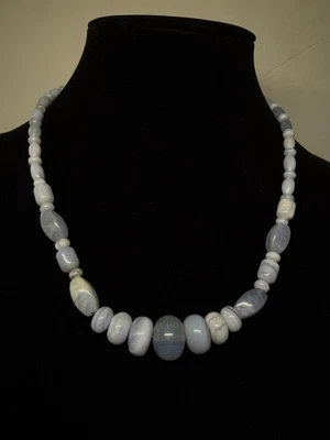 Blue Lace Agate Beaded Necklace with Mixed Shape Gemstone Beads - Image 1 of 3