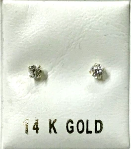 Nuevos pendientes de tachuelas de oro de 14 K/3 mm diapositivas para bebé - Imagen 1 de 4