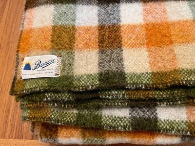 Baron Woolen Mills 54"x60" tiro - oliva, marrón, naranja, bronceado a cuadros Foto 1 de 3