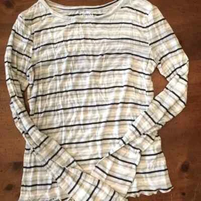 Juniors' Mudd Long Sleeve Blue Striped Top - Size XS - Image 1 of 4