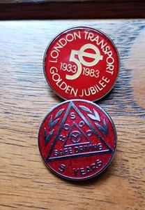 Two Vintage London Transport Badges Golden Jubilee and ROSCO 5 year safe driving - Picture 1 of 4