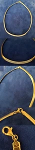 14k Gold Over Sterling Silver Omega Choker With CZ 16" Chain Necklace nl122 - Picture 1 of 1