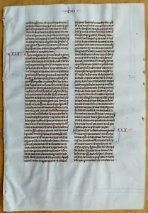 Original Manuscript Leaf on Vellum Bible Biblia - 1250 - Picture 1 of 4