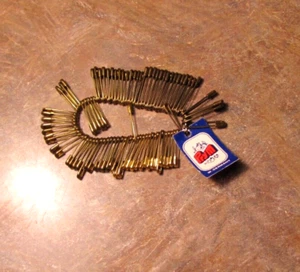 Vintage Clip With Original Tag Prym 80 Brass Safety Pins Smaller size - Foto 1 di 2